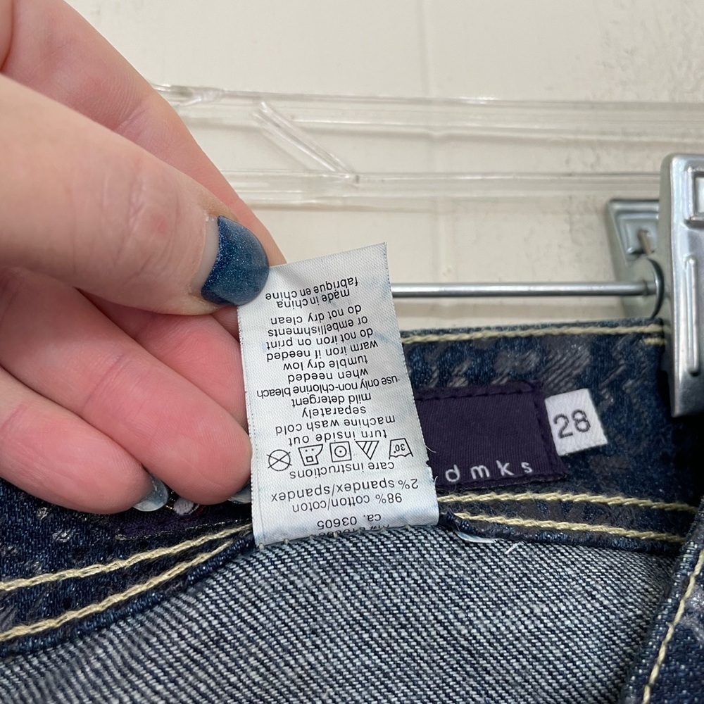 Akademiks Low Rise Boot Cut Jeans Embellished Lace Flap Pocket Women’s Size 28 - Picture 11 of 16